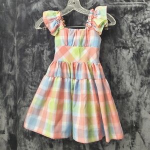 Bonnie Jean Pink and Blue Plaid Kids Dress